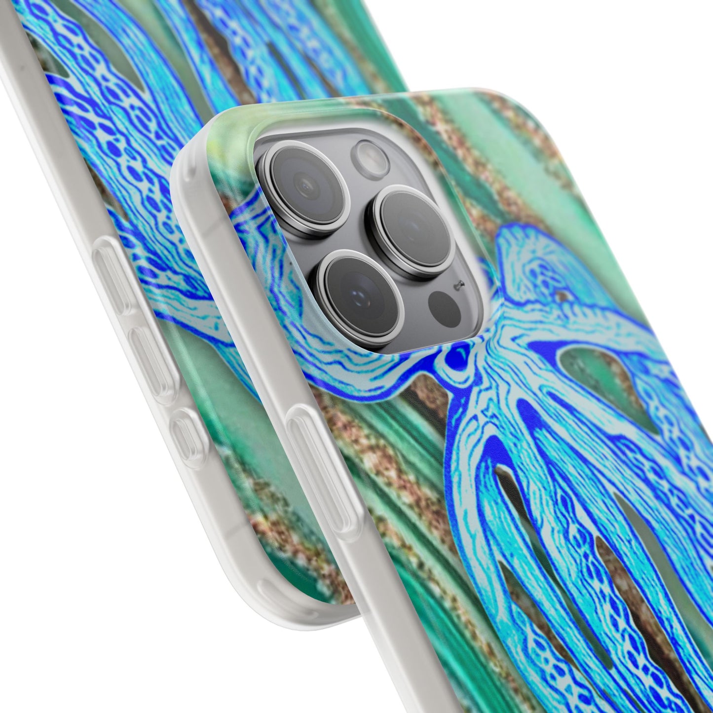 Octopus Seafoam Phone Case — Artistic Blue Octopus Flexible Protective Cover