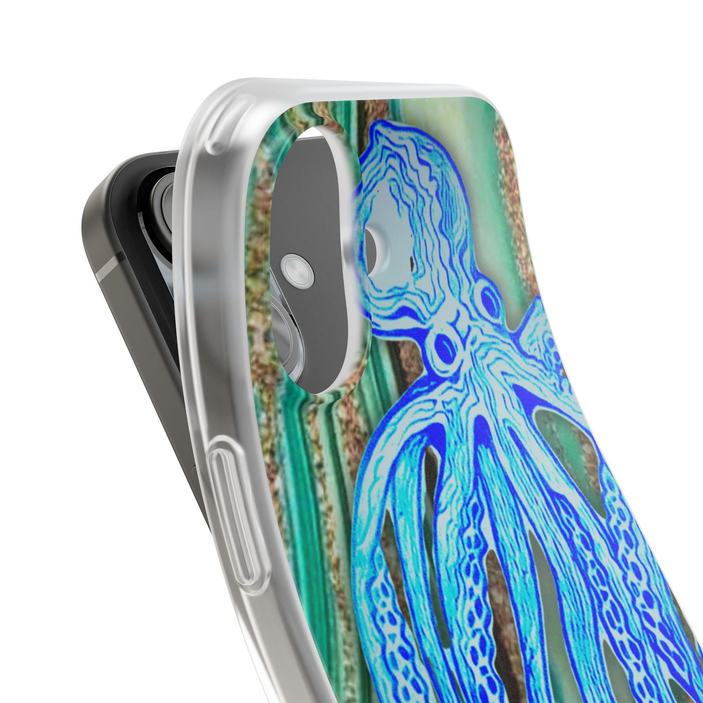 Octopus Seafoam Phone Case — Artistic Blue Octopus Flexible Protective Cover