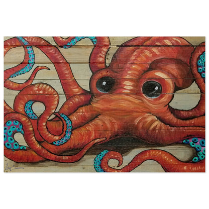 Octopus Art by Betsy McGrew with Casual Canvas Jigsaw Puzzle with Tin — 500-Piece Nautical Puzzle Gift