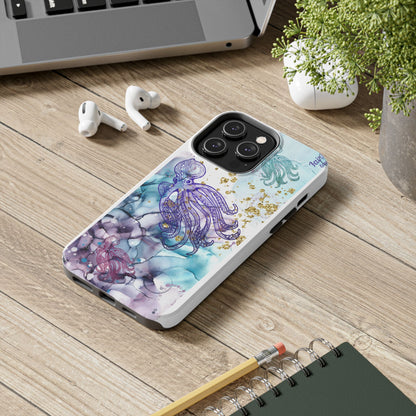 Octopus Art Tough Phone Case — Purple Nautical Sea Creature Design