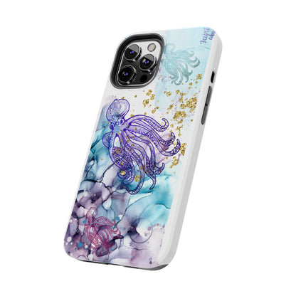 Octopus Art Tough Phone Case — Purple Nautical Sea Creature Design