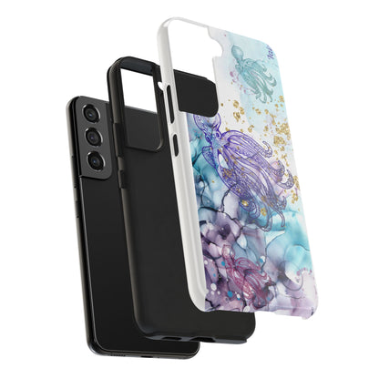 Octopus Art Tough Phone Case — Purple Nautical Sea Creature Design