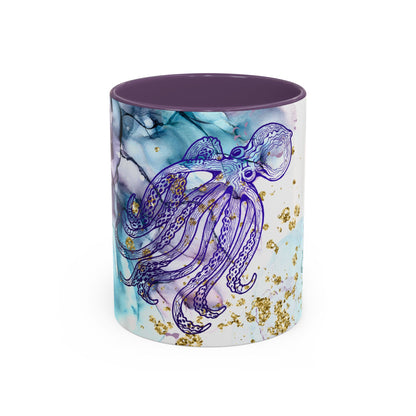 Octopus Watercolor Coffee Mug — Ocean Jellyfish Art Accent Mug (11/15oz)
