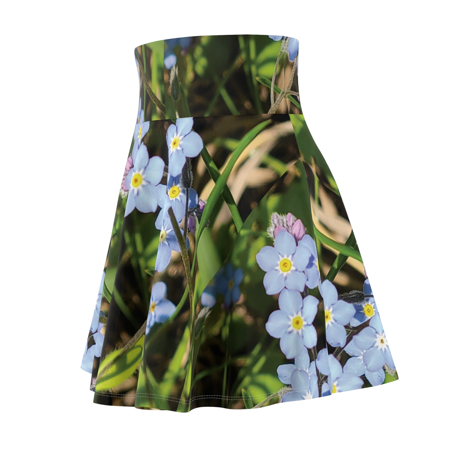 Forget-Me-Not Floral Skater Skirt — Blue Wildflower Print