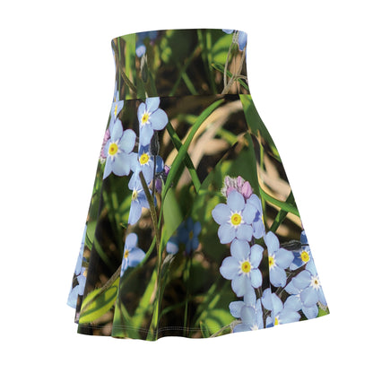 Forget-Me-Not Floral Skater Skirt — Blue Wildflower Print