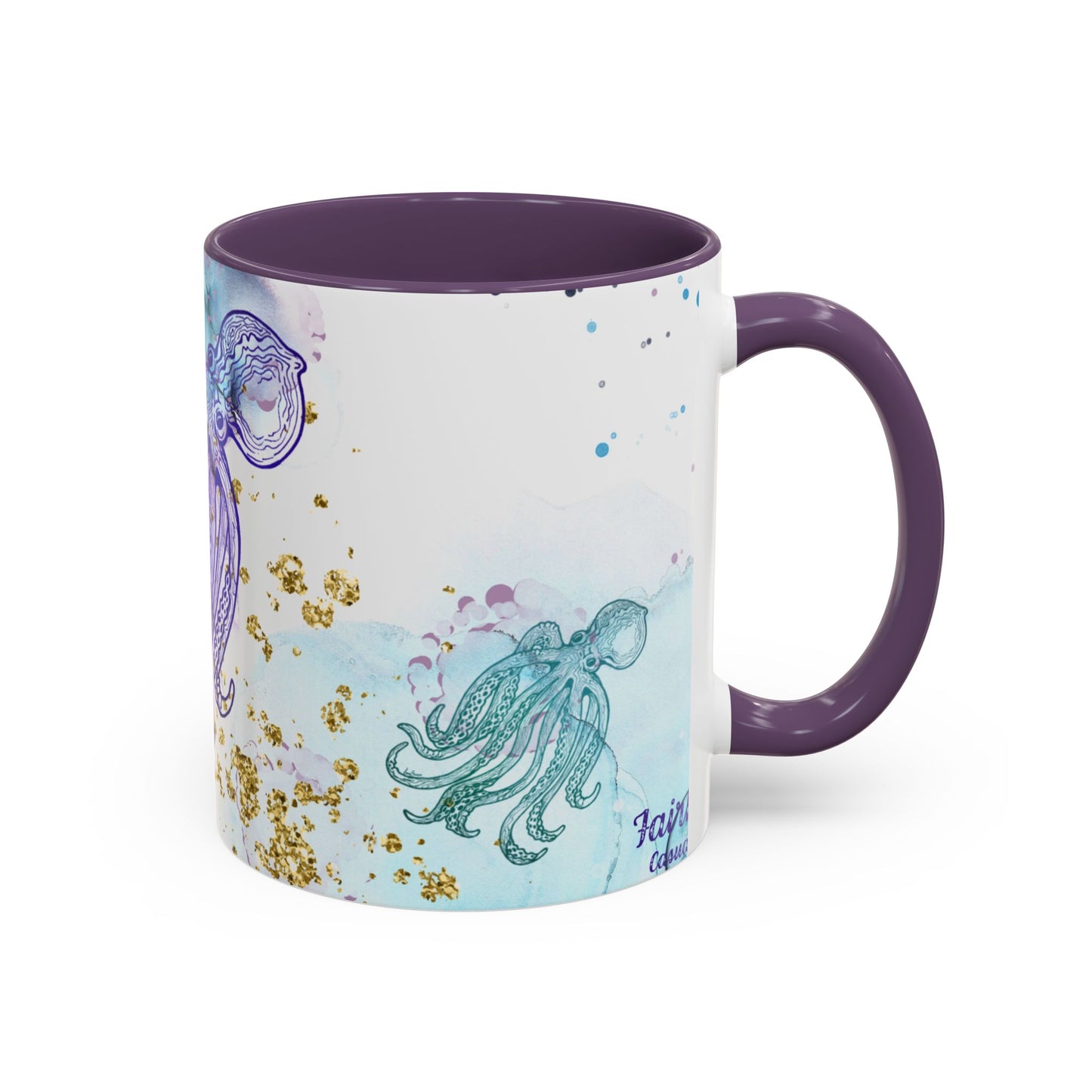 Octopus Watercolor Coffee Mug — Ocean Jellyfish Art Accent Mug (11/15oz)