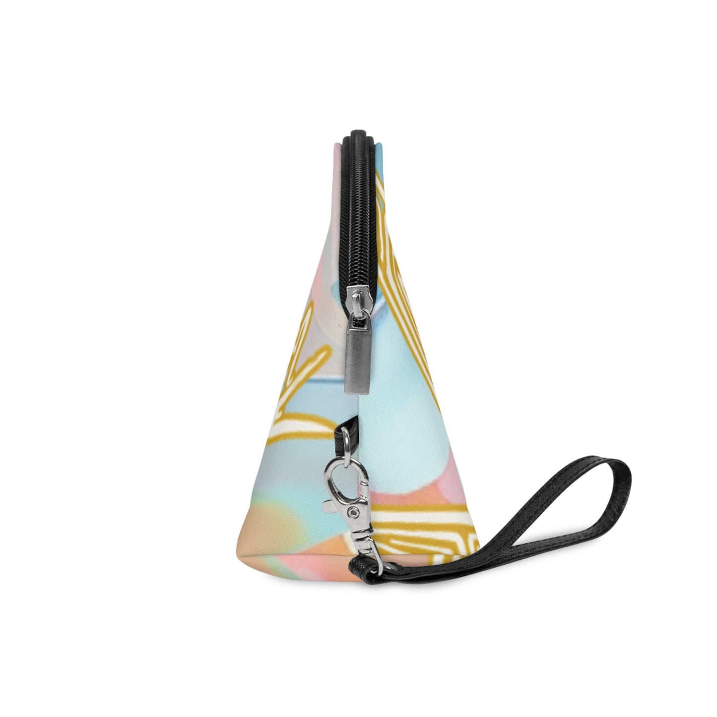 Floral Pastel Makeup Bag — Gold Butterfly Cosmetic Pouch