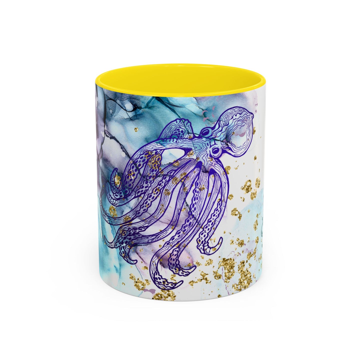 Octopus Watercolor Coffee Mug — Ocean Jellyfish Art Accent Mug (11/15oz)