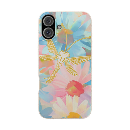 Biodegradable Floral Dragonfly Phone Case – Eco-Friendly Pastel iPhone Cover