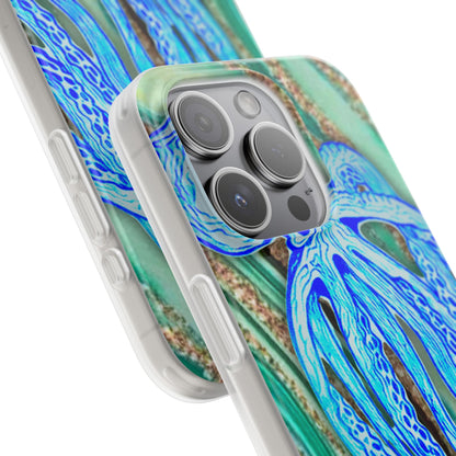 Octopus Seafoam Phone Case — Artistic Blue Octopus Flexible Protective Cover