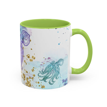 Octopus Watercolor Coffee Mug — Ocean Jellyfish Art Accent Mug (11/15oz)