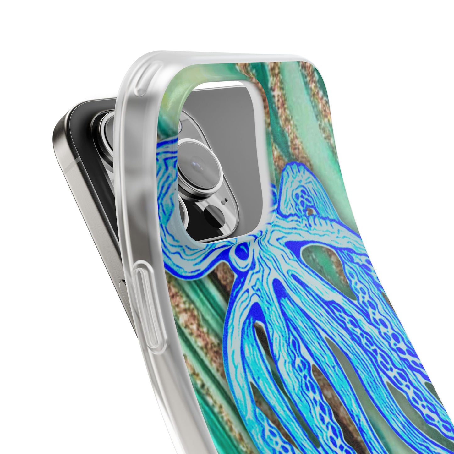 Octopus Seafoam Phone Case — Artistic Blue Octopus Flexible Protective Cover