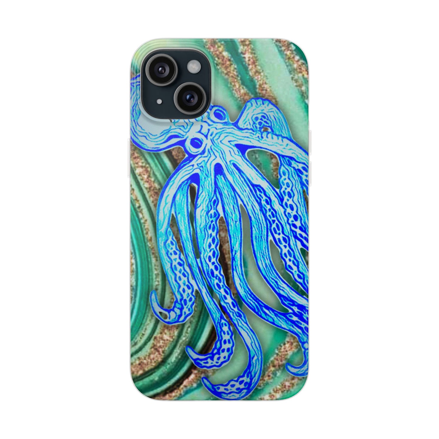 Octopus Seafoam Phone Case — Artistic Blue Octopus Flexible Protective Cover