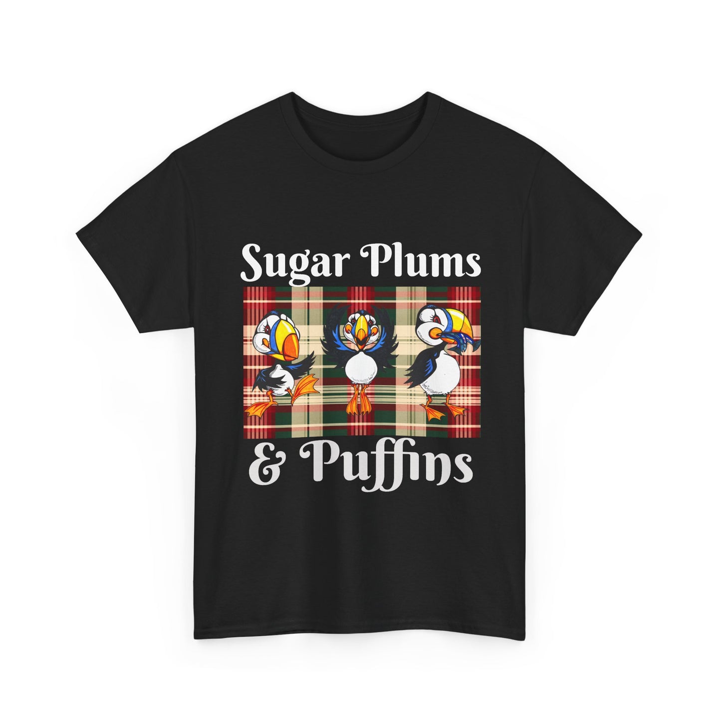 Puffins Plaid T‑Shirt — Cute Puffin Graphic Tee