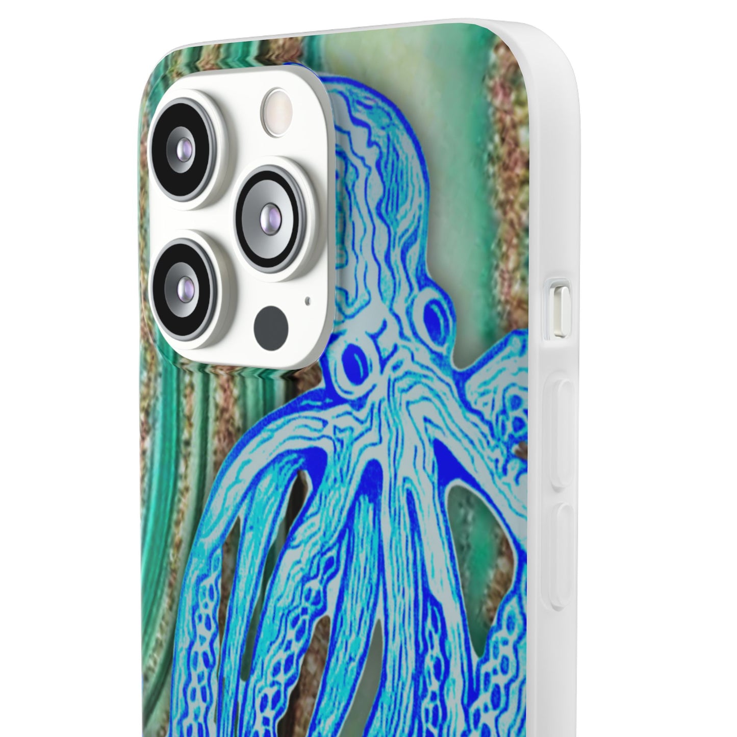 Octopus Seafoam Phone Case — Artistic Blue Octopus Flexible Protective Cover