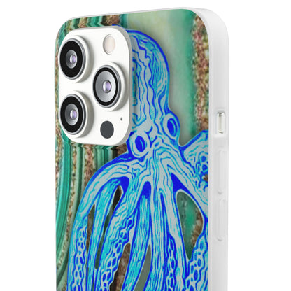 Octopus Seafoam Phone Case — Artistic Blue Octopus Flexible Protective Cover