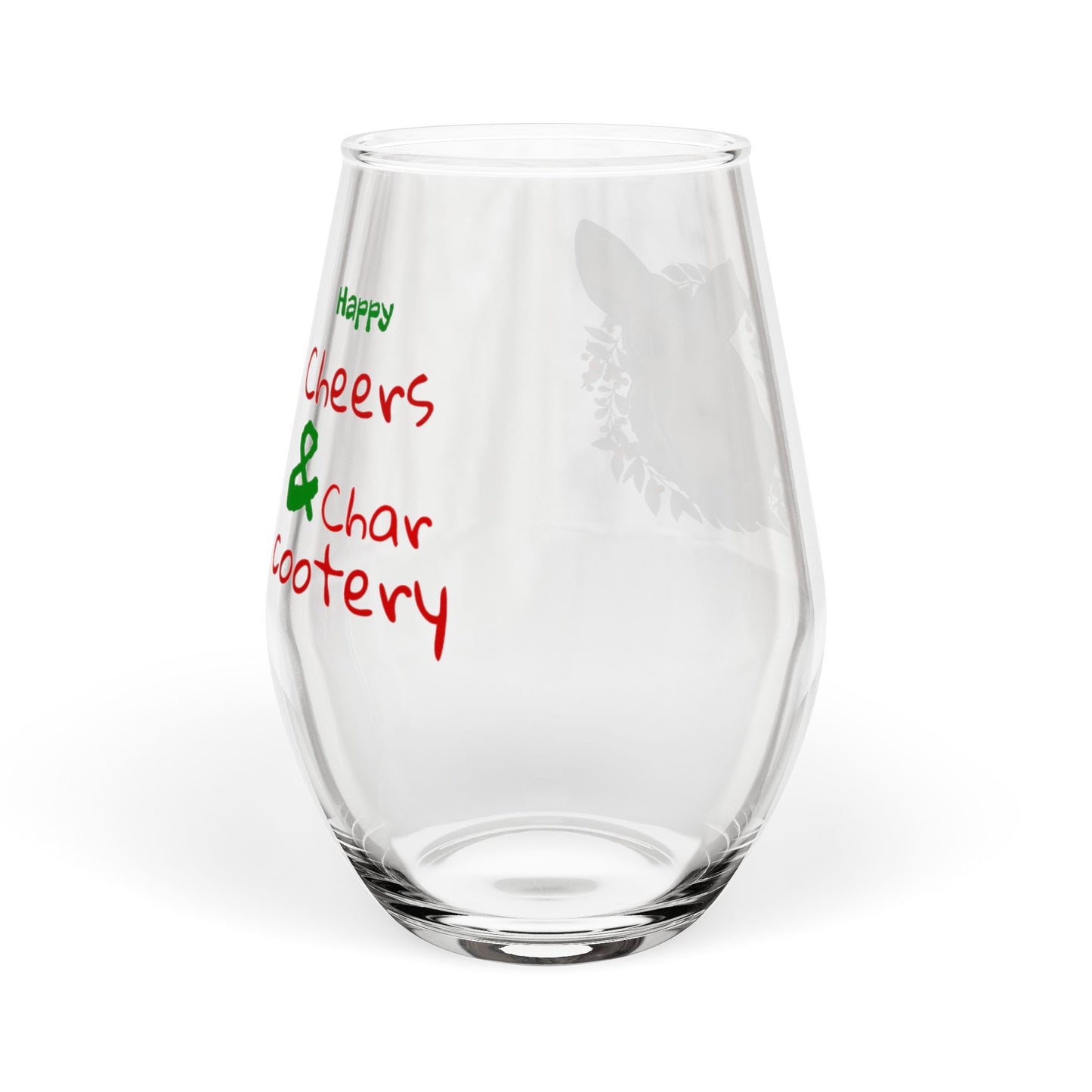 Moosemas Wreath Stemless Wine Glass — 11.75 oz Holiday Animal Wine Glass
