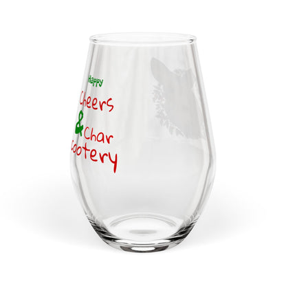 Moosemas Wreath Stemless Wine Glass — 11.75 oz Holiday Animal Wine Glass