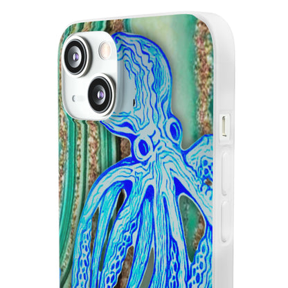 Octopus Seafoam Phone Case — Artistic Blue Octopus Flexible Protective Cover