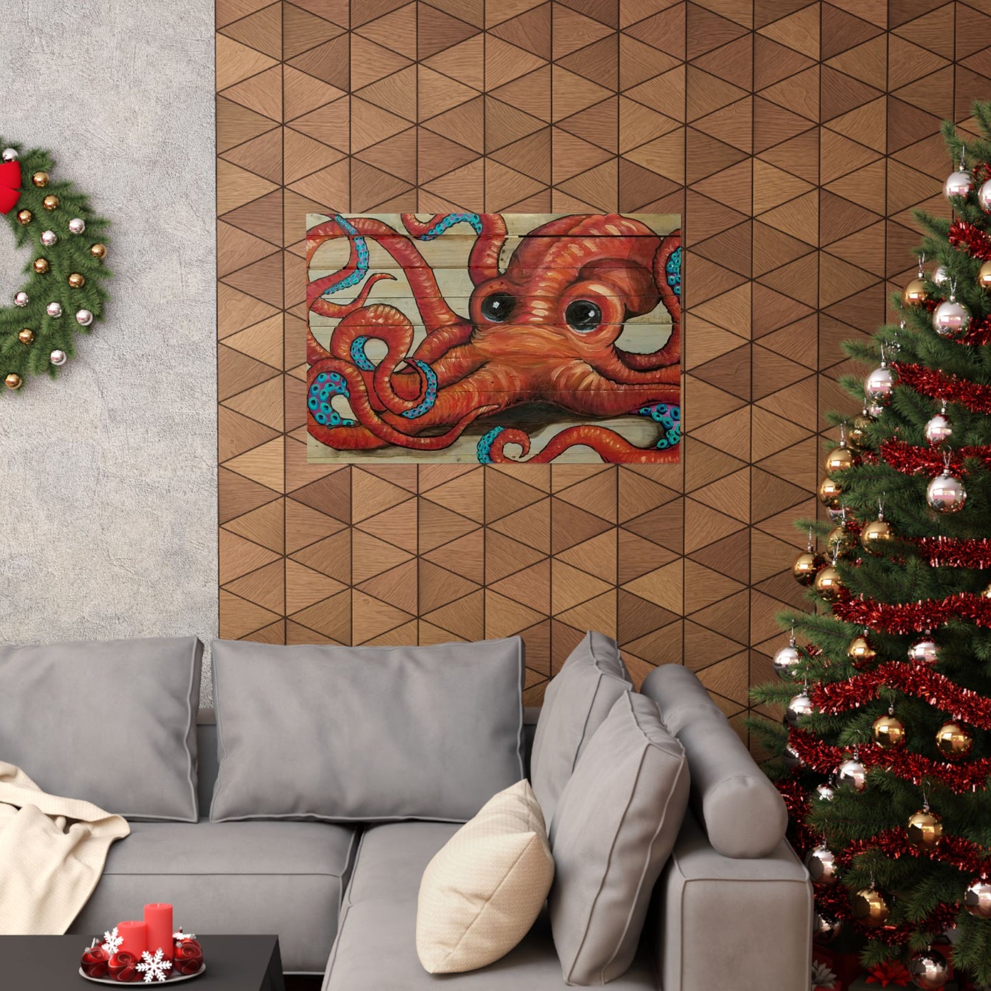 Octopus Wall Art Poster — Matte Horizontal Nautical Print