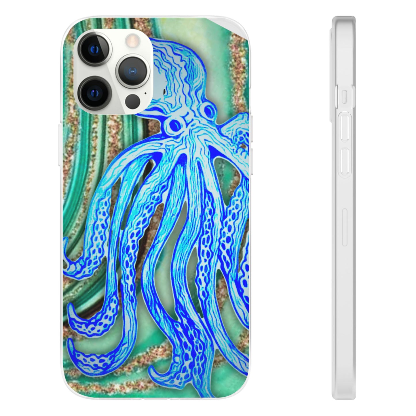 Octopus Seafoam Phone Case — Artistic Blue Octopus Flexible Protective Cover