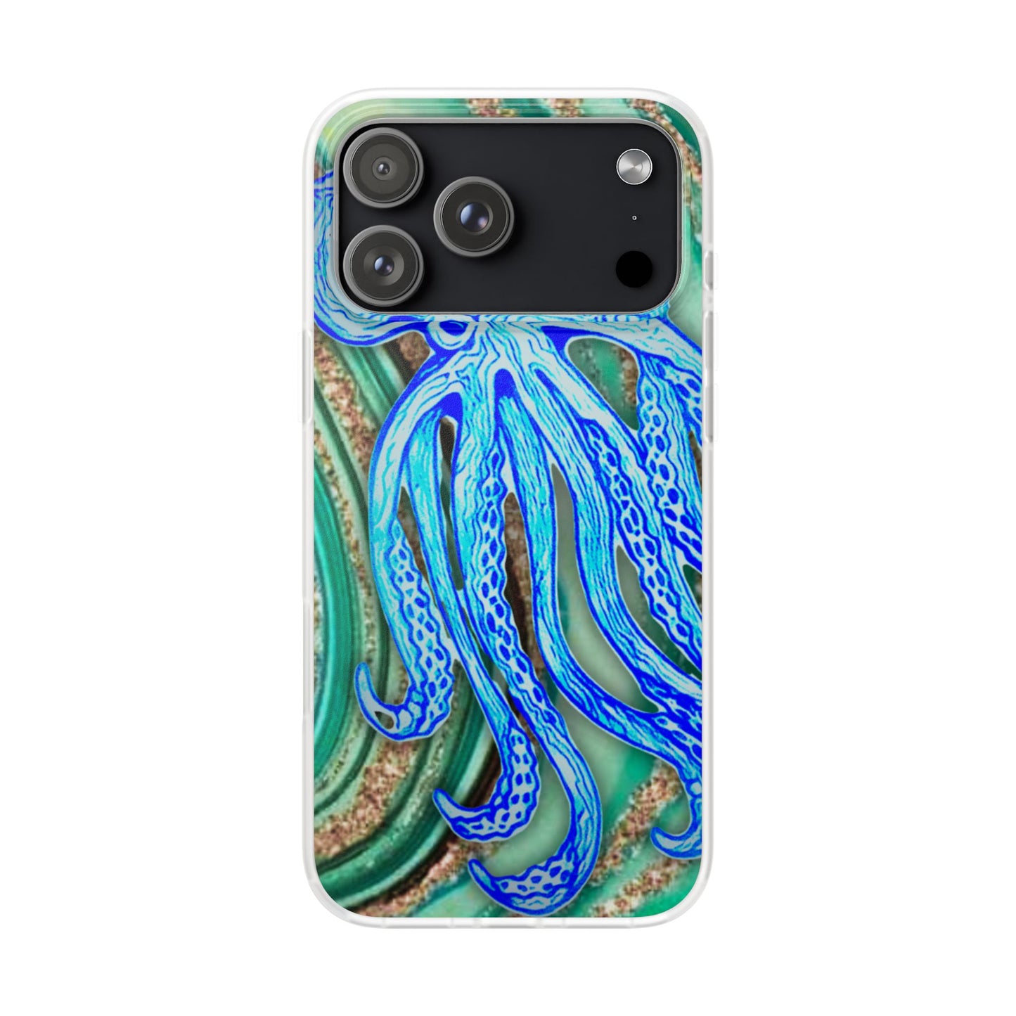 Octopus Seafoam Phone Case — Artistic Blue Octopus Flexible Protective Cover