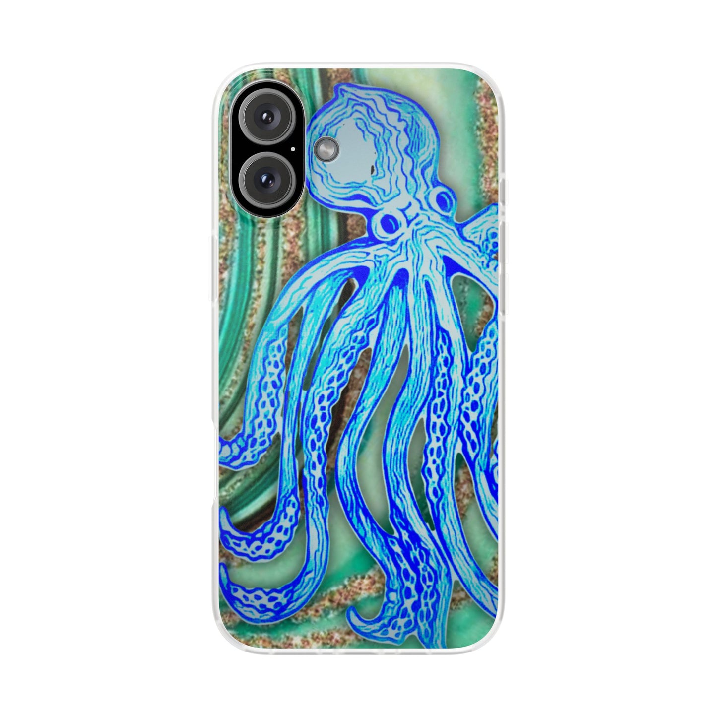 Octopus Seafoam Phone Case — Artistic Blue Octopus Flexible Protective Cover