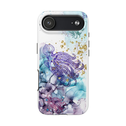 Octopus Art Tough Phone Case — Purple Nautical Sea Creature Design
