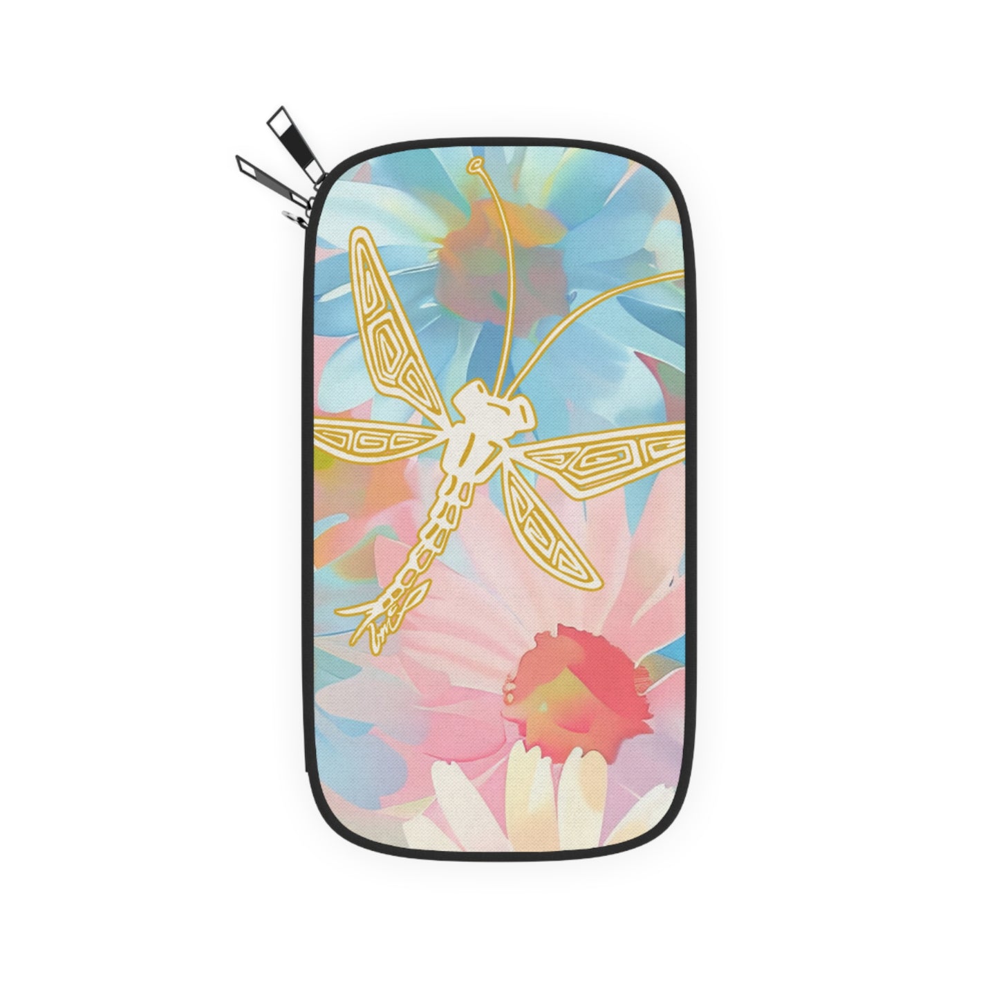 Floral Dragonfly Passport Wallet — Pastel Travel Document Holder