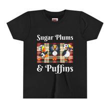 Youth Tee — Cute Christmas Puffin Trio on Plaid |