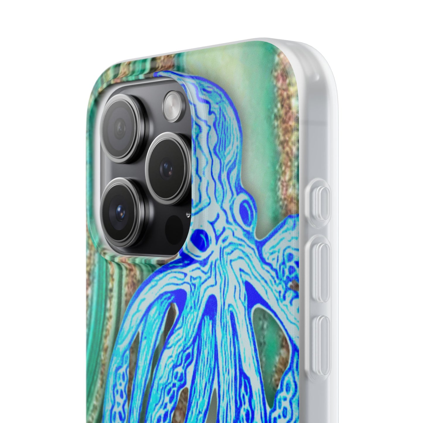 Octopus Seafoam Phone Case — Artistic Blue Octopus Flexible Protective Cover