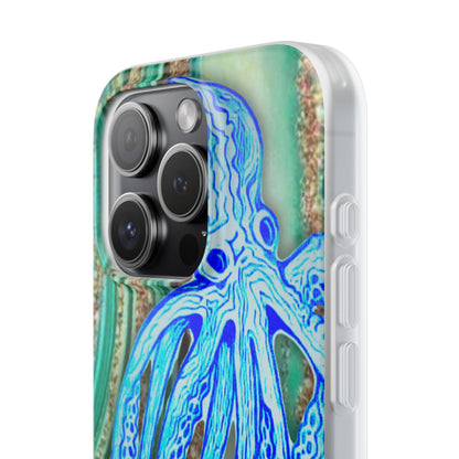 Octopus Seafoam Phone Case — Artistic Blue Octopus Flexible Protective Cover