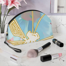 Floral Pastel Makeup Bag — Gold Butterfly Cosmetic Pouch