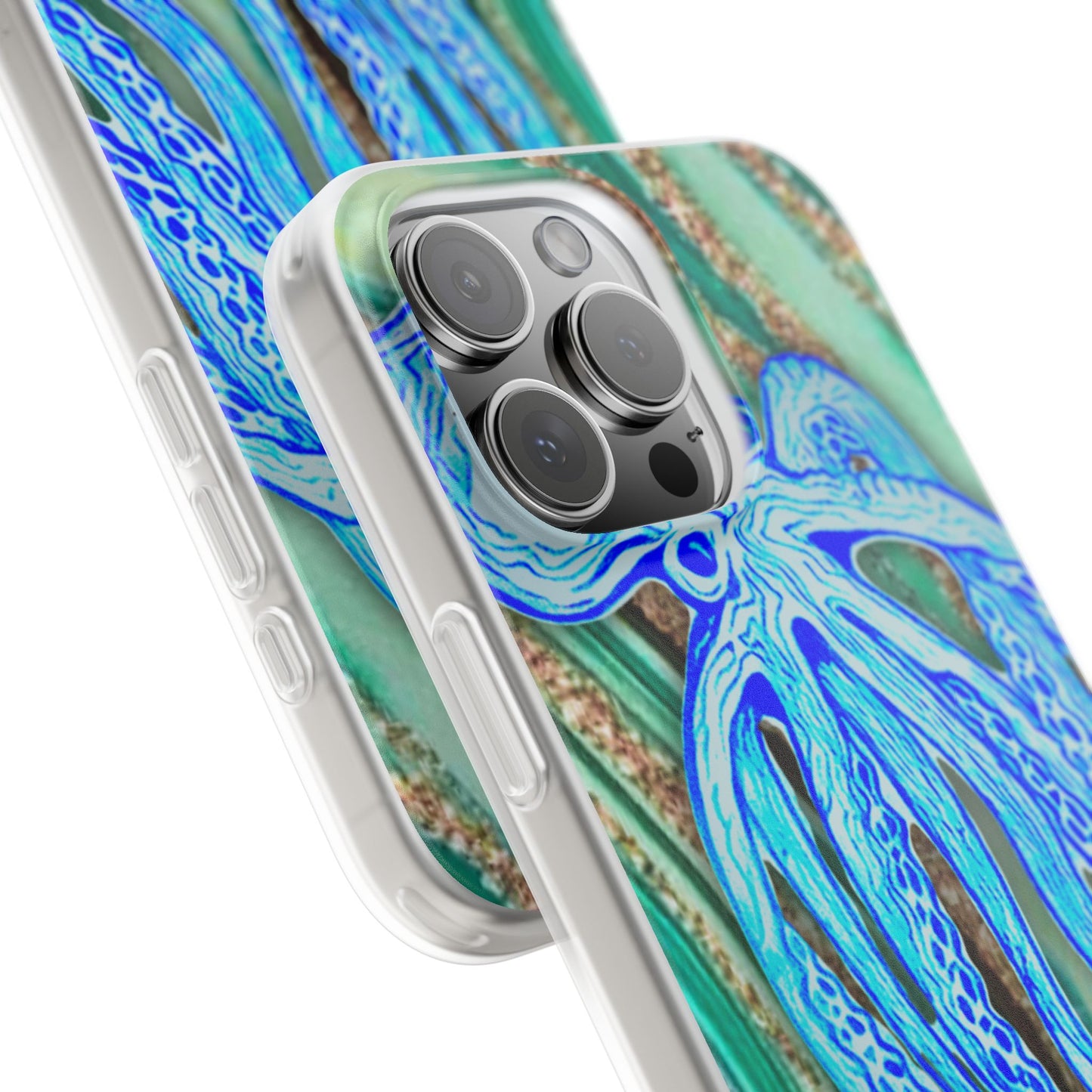 Octopus Seafoam Phone Case — Artistic Blue Octopus Flexible Protective Cover