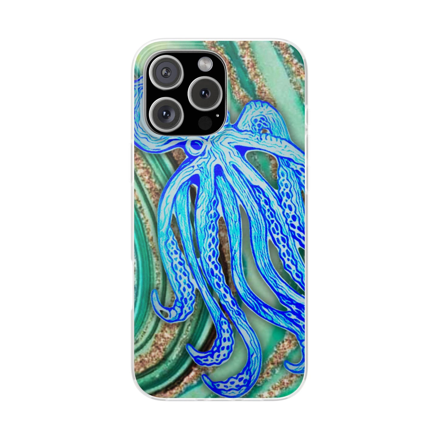 Octopus Seafoam Phone Case — Artistic Blue Octopus Flexible Protective Cover