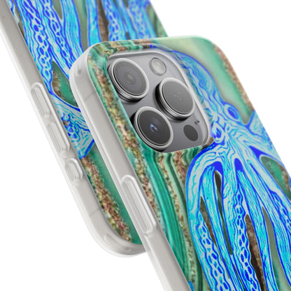 Octopus Seafoam Phone Case — Artistic Blue Octopus Flexible Protective Cover