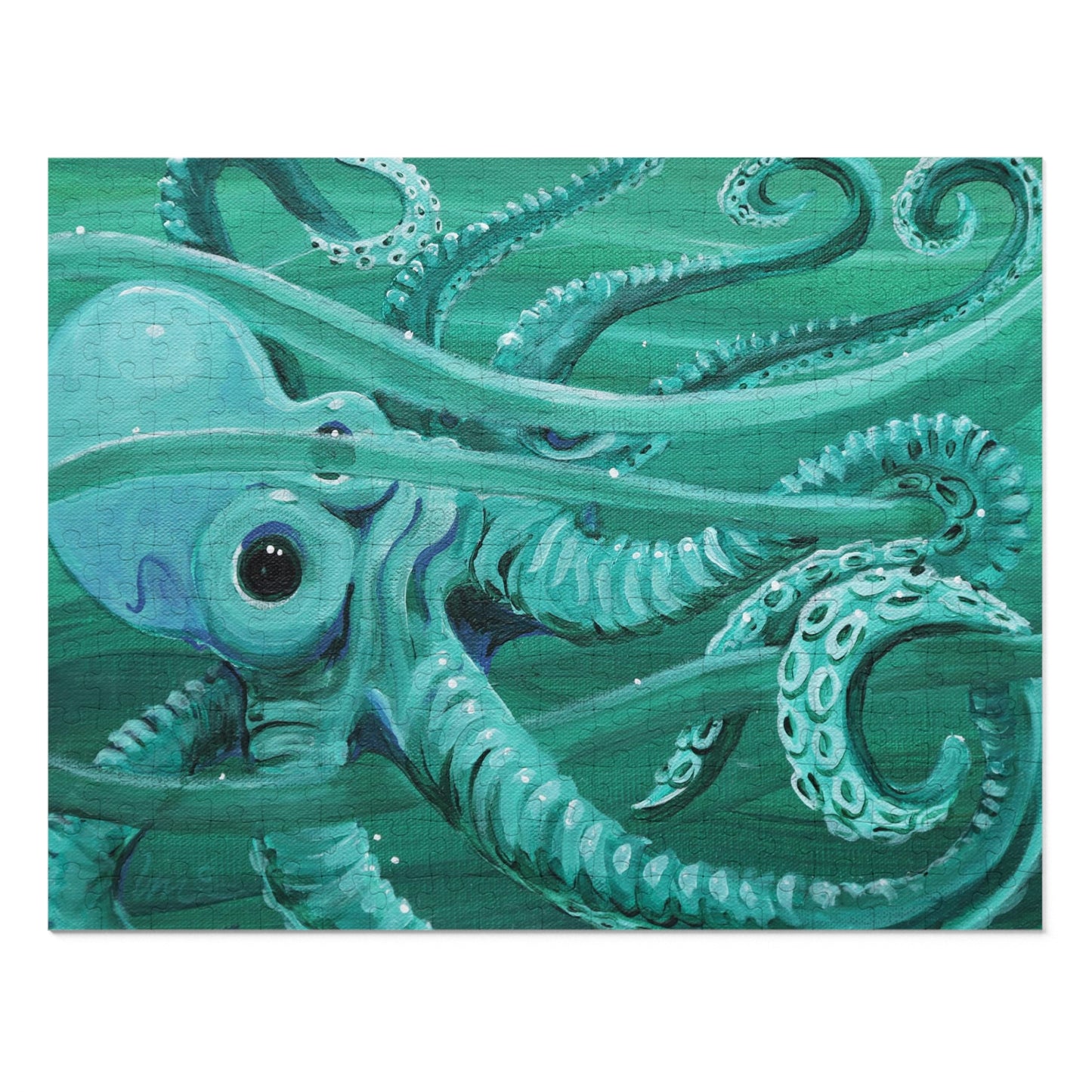 Octopus Jigsaw Puzzle with Tin — Teal Ocean 500-Piece Puzzle Gift