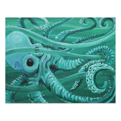 Octopus Jigsaw Puzzle with Tin — Teal Ocean 500-Piece Puzzle Gift