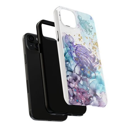 Octopus Art Tough Phone Case — Purple Nautical Sea Creature Design