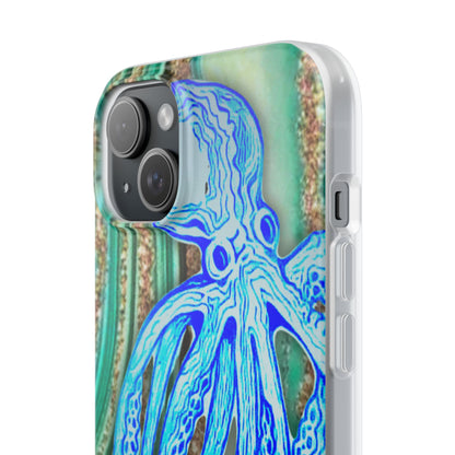 Octopus Seafoam Phone Case — Artistic Blue Octopus Flexible Protective Cover