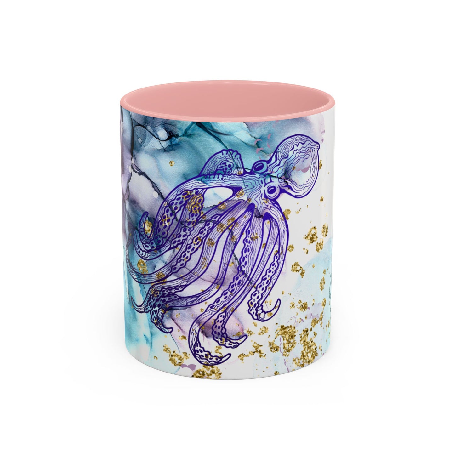 Octopus Watercolor Coffee Mug — Ocean Jellyfish Art Accent Mug (11/15oz)
