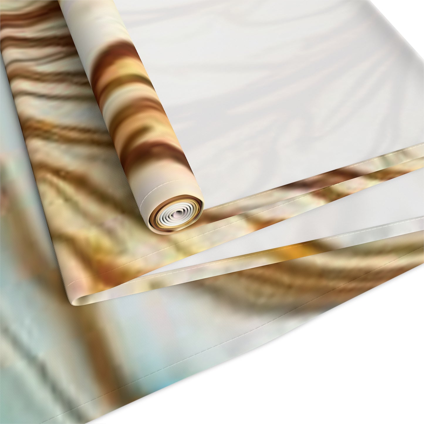 Coastal Marble Table Runner — Teal & Gold Abstract Dining Decor