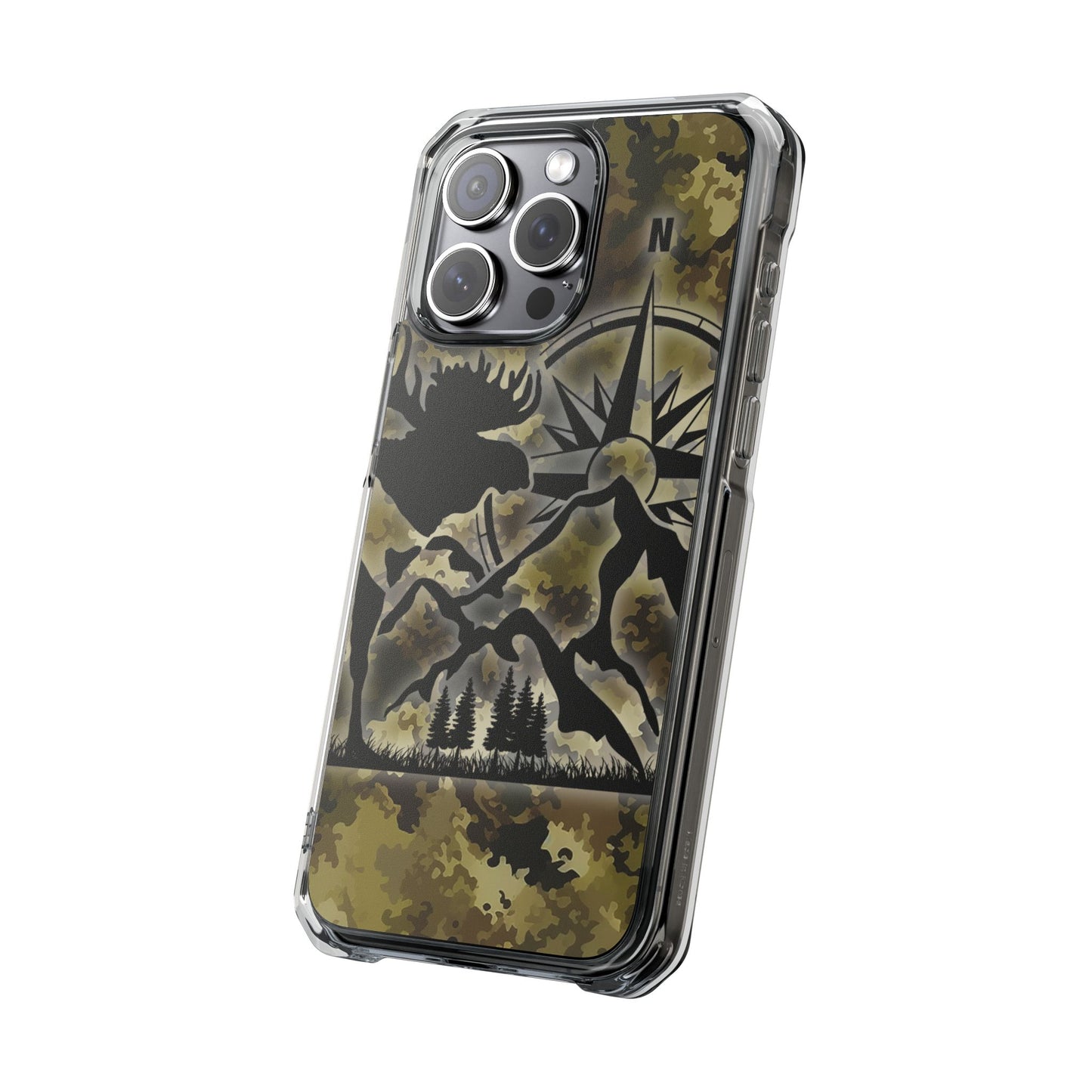 Camo Outdoors Phone Case — Compass & Wildlife Clear Magnetic Impact Case