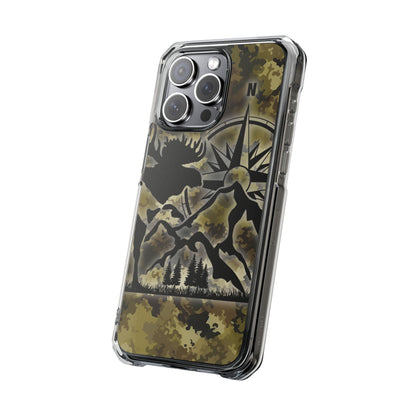 Camo Outdoors Phone Case — Compass & Wildlife Clear Magnetic Impact Case