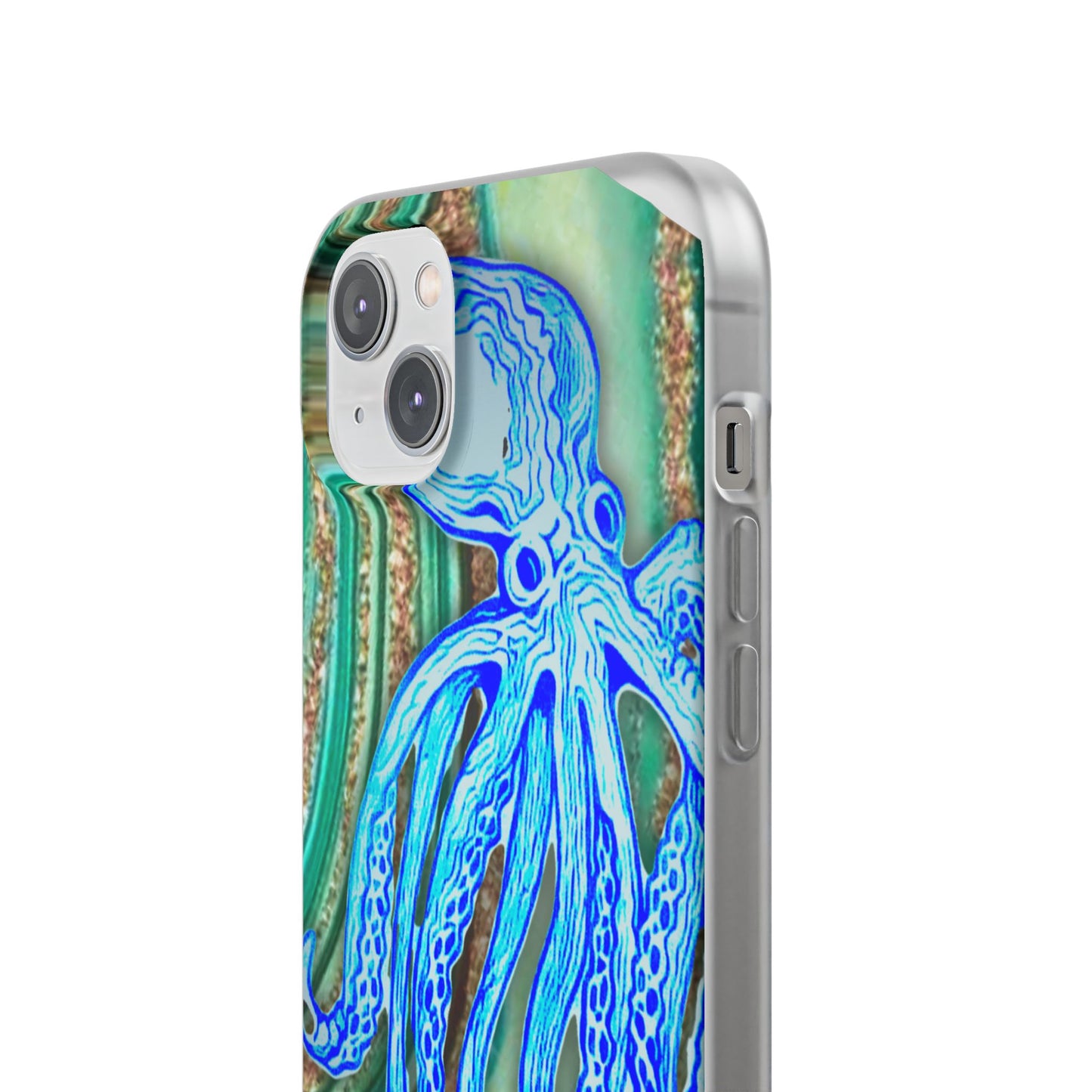 Octopus Seafoam Phone Case — Artistic Blue Octopus Flexible Protective Cover