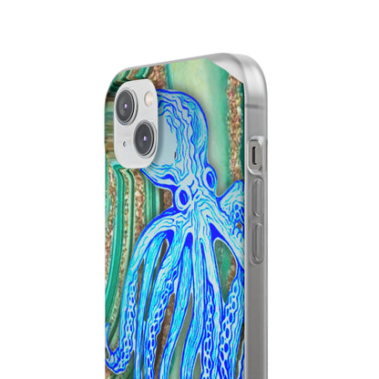 Octopus Seafoam Phone Case — Artistic Blue Octopus Flexible Protective Cover