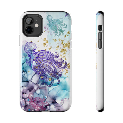 Octopus Art Tough Phone Case — Purple Nautical Sea Creature Design