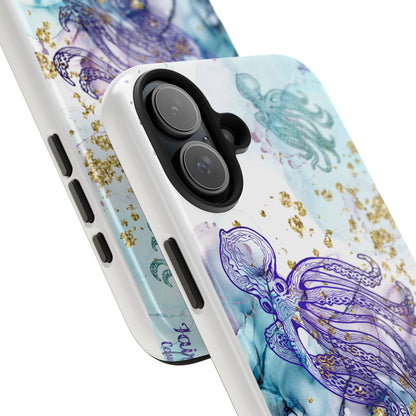 Octopus Art Tough Phone Case — Purple Nautical Sea Creature Design