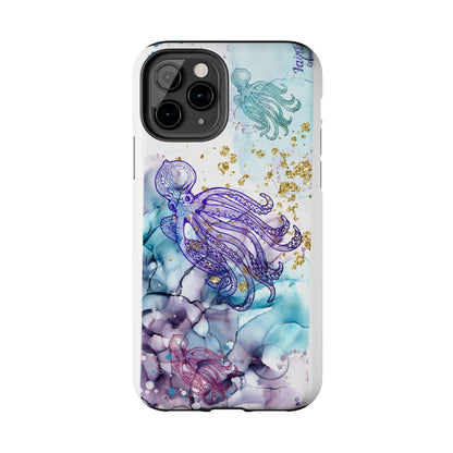 Octopus Art Tough Phone Case — Purple Nautical Sea Creature Design