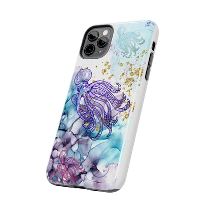 Octopus Art Tough Phone Case — Purple Nautical Sea Creature Design